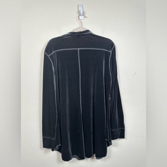 Sno skins Woman's Size XXL Velour Long Mandarin Collar Metal Buttons Tunic Grey - Picture 2 of 7